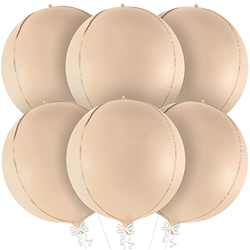 Image of KatchOn, Big 22 Inch Beige Balloons Set - Pack of 6, Cream Balloons | Boho Balloon, Lace Balloon for Neutral Party Decorations, Beige Party Decoration | Graduation Decorations