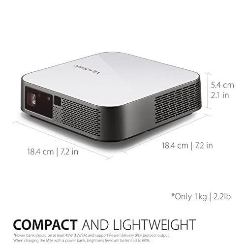 Viewsonic M2E 1080P Portable Projector With 1000 Led Lumens, H/V Keystone, Auto Focus, Harman Kardon Bluetooth Speakers, Hdmi, Usb C, 16Gb Storage, Stream Netflix With Dongle #TOP5