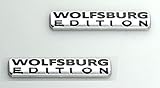 Pair Set WOLFSBURG EDITION Emblem Badge Sticker Plate Trim Replacement For Fender side trunk inner front window (Black Chrome)
