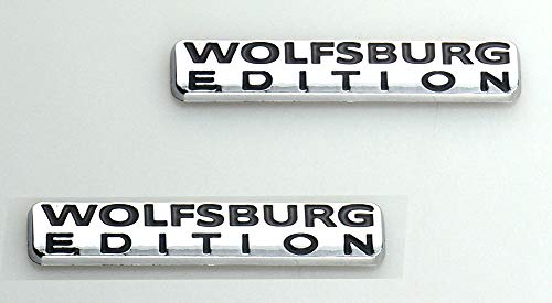 Pair Set Wolfsburg Edition Emblem Badge Sticker Plate Trim Replacement For Fender Side Trunk Inner Front Window (Black Chrome) #TOP8