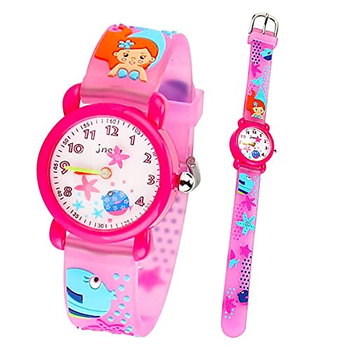 Angels' Toddler Kids Children Watch,3D Cute Cartoon Silicone Band Wristwatches Time Teacher Gifts Watches for Kids Toddlers (Pink Mermaid)