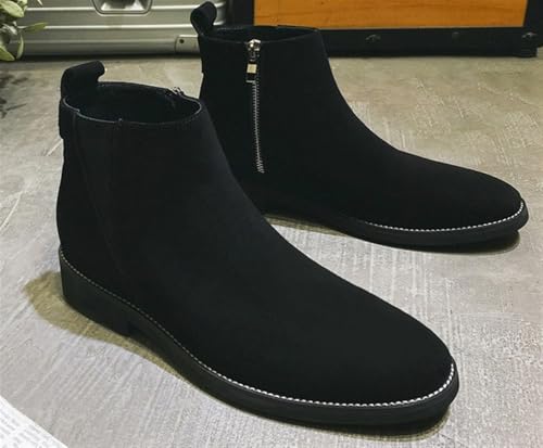 Men's Fashion Side Zipper Suede Leather Chelsea Boots Business Formal Boots Outdoor Casual Busniess Dress Boots Chunky Pointed Toe Ankle Boots For Men4