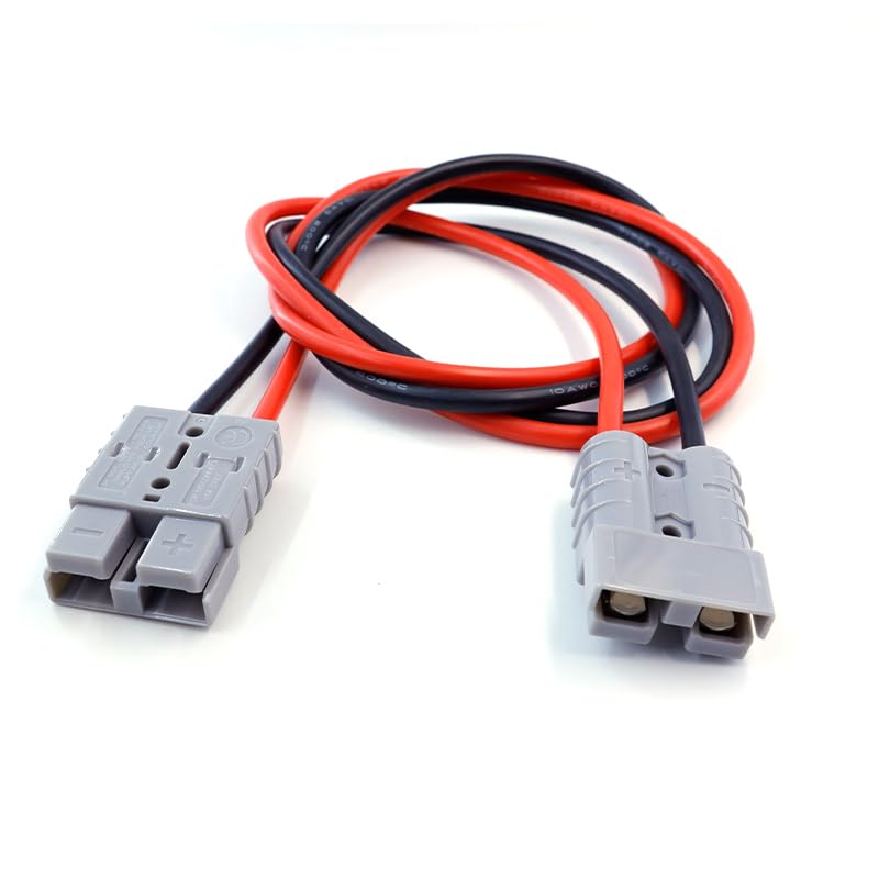 Electric Forklift Charging Plug 10AWG Battery Connect Cable with 2 Quick Connector 50A 600V 1-to-1 for Battery Cars, Sightseeing Cars, Tractors, Motors