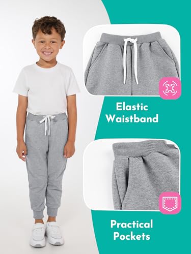 Resinta 3 Pack Toddler Boy Sweatpants Cotton Boys Athletic Joggers Pants Kids Sweats Pants with Pocket Workout Clothes4