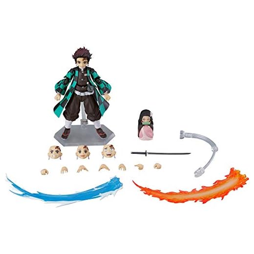 Max Factory Demon Slayer: Kimetsu no Yaiba: Tanjiro Kamado Deluxe Figma Action Figure, Multicolor