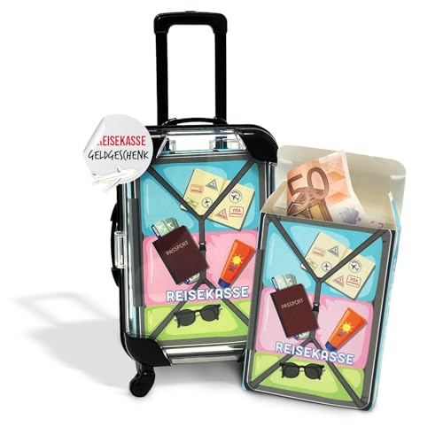 Geldgeschenk | Reisekoffer in Miniatur für Geld als Geschenk für den Urlaub | Reisekasse zum...