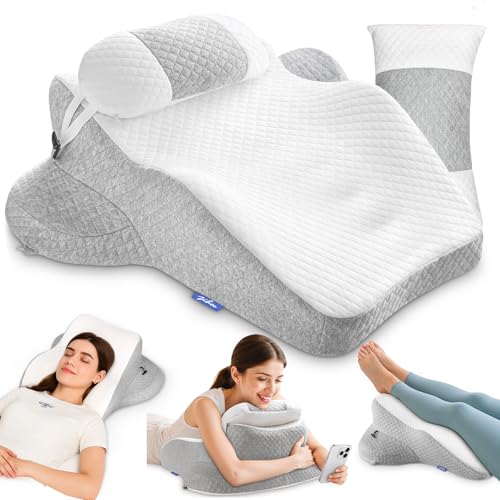 ZIKEE Ergonomic Multi-Positional Wedge Pillow for Stomach Sleepers Scientific Zoning Design for Effective Shoulder & Back Pain Relief Memory Foam Body Pillow for Reading Skin-Friendly Fabric