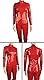 FEOYA Damen Hosenanzug Overall Slim Fit Catsuit aus Lackleder Langer Overall Bodysuit Nachtwäsche Club Kostüme Catsuit Catwomen mit Frontreißverschluss