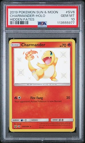 Graded 2019 PKM Sun & Moon Charmander Holo #SV6 Hidden Fates Trading Card Game PSA 10 Gem Mint