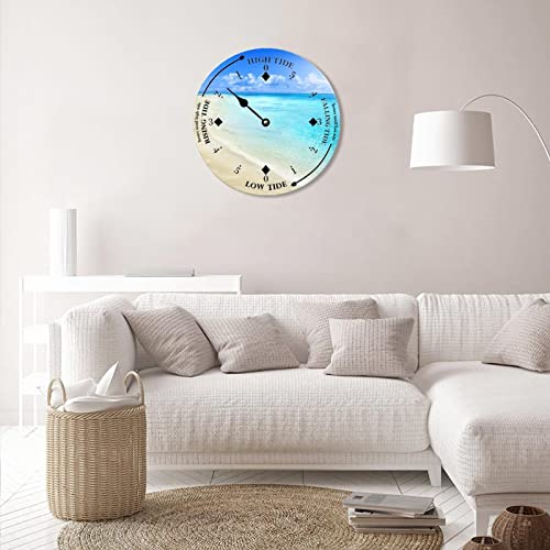 Alioyoit Wall Tide Clock Moon Tidal Beach And Shell Ocean Time Coastal Wood Clock With High And Low Tide Nautical Tide Movement Clock Wall Hanging Decor For Beach House Terrace Summer Decor #TOP5