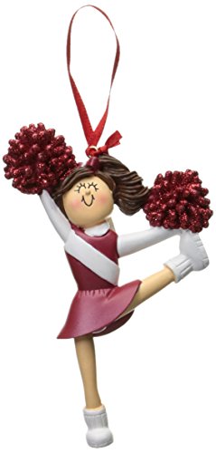 Ornament Central OC-006-R-BR Red Uniform Cheerleader Figurine