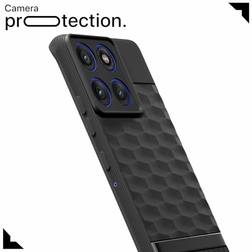 Image of Pikkme Back Cover for Motorola Moto Edge 60 Pro 5G Camera Protection 3D Hexa Cube Design Silicone Protective Bumper Case (Black)