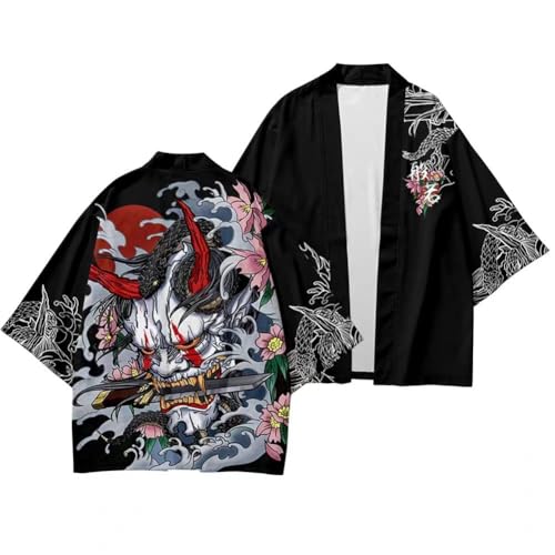 Men's Japanese Kimono Jacket Set Loose Open Front Cardigan Suits Vintage Seven Sleeve Two Piece Coat Robe2