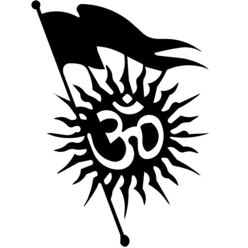 Image of KREEPO Pack of 2 Om & Flag Religious Self-Adhesive Vinyl Car Decal Sticker for Exterior Use| Dashboard| Windshield (Black)