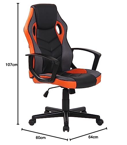 Sedia Da Ufficio Ergonomica Con Ruote Glendale I Poltrona Gamer Multicolore Con Fodera In Similpelle I Regolabile E Con Schienale Alto, Colore:nero/arancione - Sedia gaming - Immagine 2