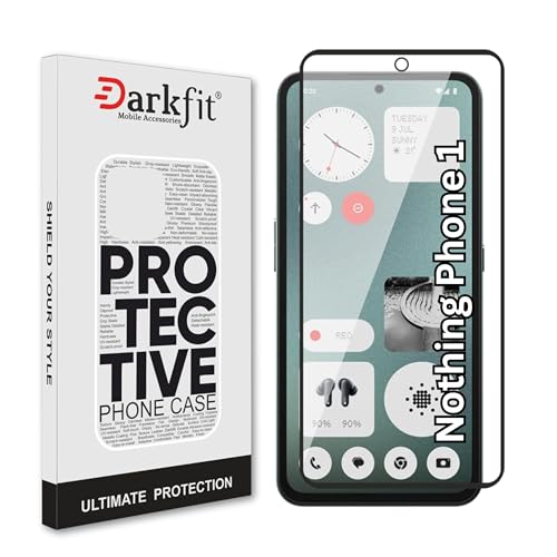 Image of DARKFIT Tempered Glass Premium Screen Protector Compatible for Nothing Phone 1 | Edge to Edge Coverage with Easy Installation Kit | Scratch Resistance | HD Clear Glass (Black Border) | Pack of 1