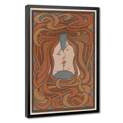 Impression sur toile The Kiss Peter Behrens 1898 - Décoration murale salon 30,5x45,7 cm
