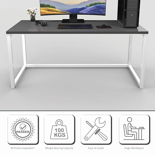 Image of Honey Touch Lizon Metal & Wood Workstation Desk | 122 x 61 x 73 cm (L x W x H) | Modern Computer Table for Home Office & Work from Home | Heavy Duty Study Desk