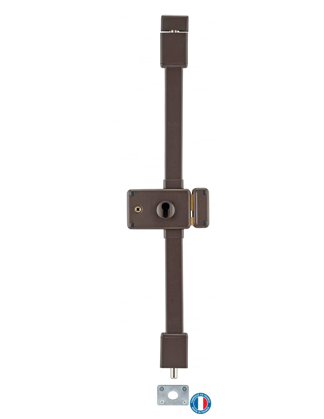 THIRARD - Boitier De Serrure En Applique Horga À Fouillot Pour Porte D'Entrée - 3 Points - Axe 55 mm - Acier - Pour Droite - Coffre 140 x 88 mm - Ø 16 mm - Marron