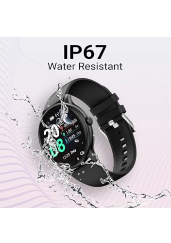 Image of Smart Watch with Bluetooth Calling, Digital Dialer, Round Display, Black and Grey Straps