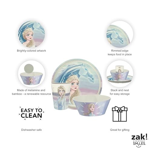 Image of Zak Designs Disney Frozen Kids Dinnerware Plate Bowl & Tumbler, 3-Piece Set