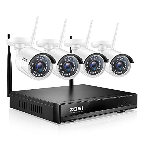 CCTV 1080P Funk Überwachungssystem 4CH 1080P Wireless NVR Recorder mit 4 Außen 2MP WLAN Überwachungskamera Set ohne Festplatte, Wetterfest, 24M