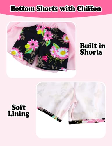 Image of Girls Swimsuit One Piece Bathing Suit Sleeveless Swimwear Matching Skirts for Toddler Kids Swim Surfing