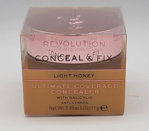 Revolution Conceal & Fix Ultimate Coverage Concealer with Salicylic, Light Honey, 0.39 oz