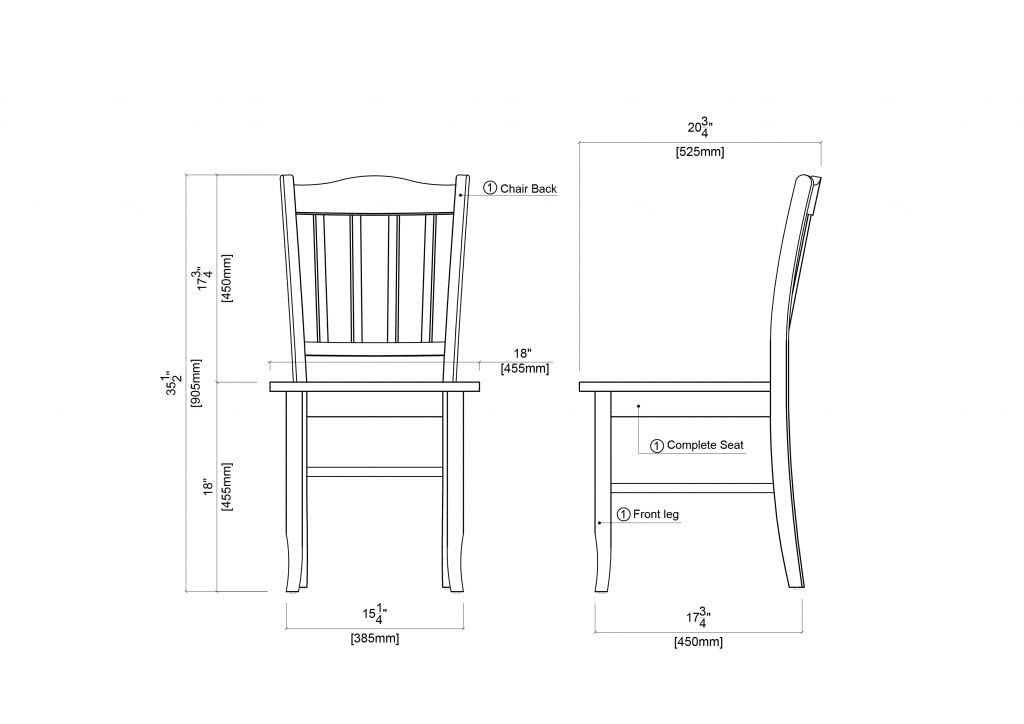 Boraam Shaker Chair, Black/Oak, Set of 2