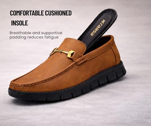 Image of Kraasa Men's Casual Loafers | Synthetic Leather Upper | Comfortable PU Sole | Slip-On Buckle Office, Party Shoes