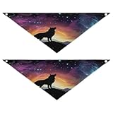 YETTASBIN Galaxy Wolf Dog Bandanas 2PCS, Reversible Soft Breathable Pet Bandana with Snap Buckle, Double Sided Triangle Scarf for Small Medium Large Dogs Cats, M-25.1 Inch