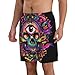 Men & Boys Fit Swim Trunks for Beach Athletic Hiking Quick Dry Drawstring Essentials Half Pants with Pockets Lining, Beachwear Skull Head Lotus Art Fashion Swim Trunks