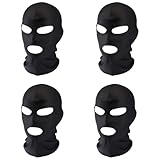 CJAPGJW Sturmmaske, 4 Stück 3-Loch Skimaske, Einheitsgröße 37 x 24 cm, Atmungsaktive Sturmhaube für Outdoor-Aktivitäten, Motorradfahren, Skifahren, Wandern, Taktische Ausbildung und Windschutz