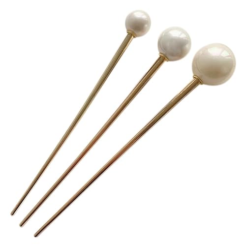 FOMIYES Metal Pearl Chopsticks Hair Sticks Set - 3 Pcs