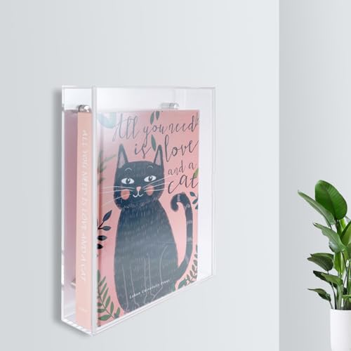 4mm Thick Book Display Case,Clear Acrylic Wall Mount Vertical Display Case with Sliding Door,Bookcase for Collectible Books, DVD, VHS. Book Protector for Bible.（Inside dimension10.6x7.8x1.8''）