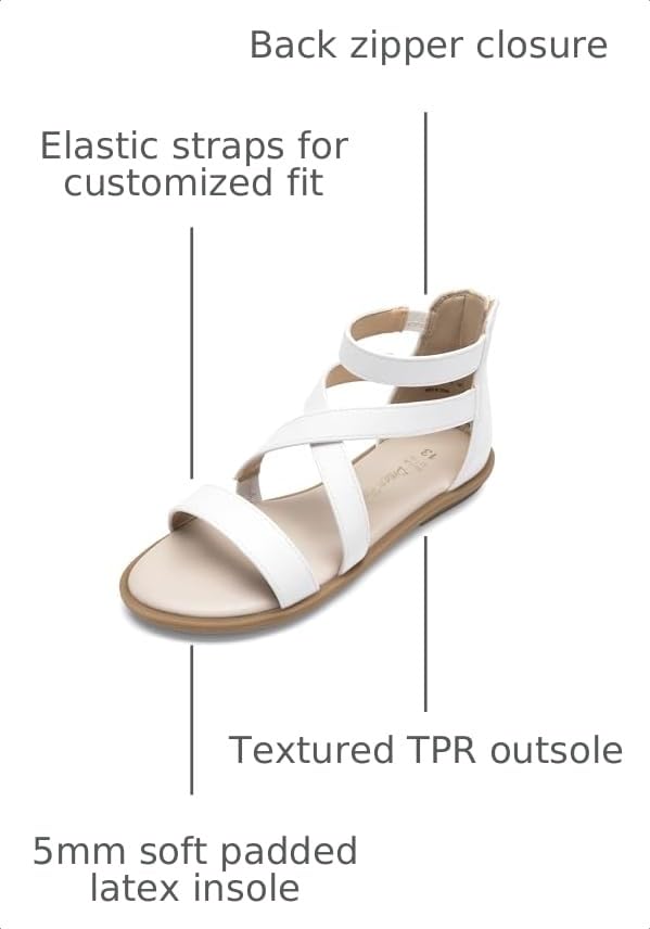 Image of DREAM PAIRS Girls Gladiator Sandals with Zipper Strappy Sandals Toddler /Little Kid /Big Kid