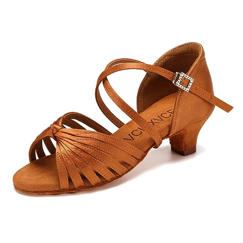VCIXXVCE Bambina Scarpe da Ballo Latino Americano Donna Punta Aperta Salsa Ballroom e Bachata Pratica Scarpe Ballo Tacco 4 cm, 37 EU