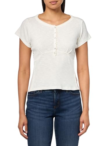 Henley à manches courtes finitions crochet haut de gamme vêtement féminin doux