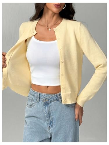 Verdusa Women's Button Down Short Cardigan Sweaters Elegant Lightweight Knit Outerwear4