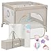 lionelo Box per bambini e Lettino da Viaggio MILLE 2 in 1, 100 x 100 cm, Fino a 15 kg / 0 a 36 mesi, con Materasso 3D, Ingresso laterale con chiusura lampo, Ruote con freno, Facile da piegare immagine