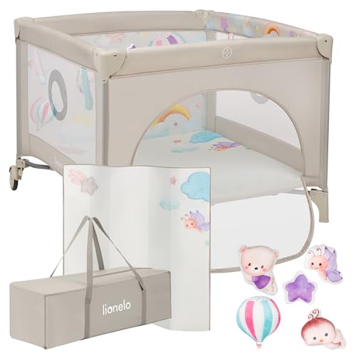 lionelo Box per bambini e Lettino da Viaggio MILLE 2 in 1, 100 x 100 cm, Fino a 15 kg / 0 a 36 mesi, con Materasso 3D,...