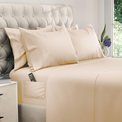 Image of DREAMCARE Queen Sheets - 6 pcs Breathable Cooling Sheets Queen - up to 15 inch