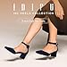 IDIFU Women's IN2 Pedazo Dress Shoes Low Block Heels Comfortable Chunky Closed Toe Ankle Strap Wedding Pumps(Blue Suede, 9 B(M) US)