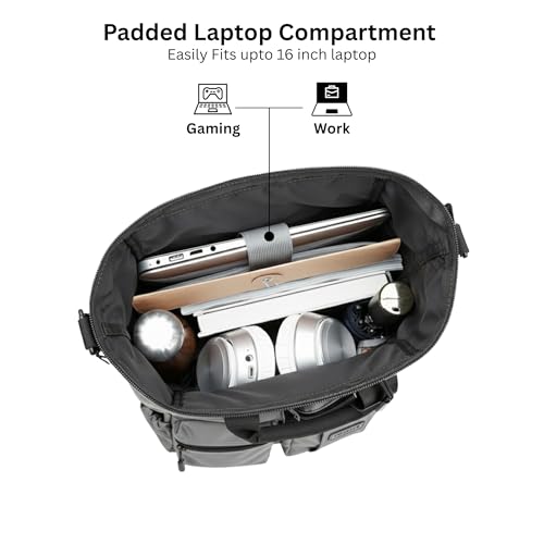 Image of USUAL EdgeWise Laptop Bag for Men Office Use | 15.6 /16 Inch Laptop Sleeve (16 Inch+) | Water Resistant Messenger Briefcase | Executive Office Bag | Side Laptop Bag for men | Detachable Shoulder Strap