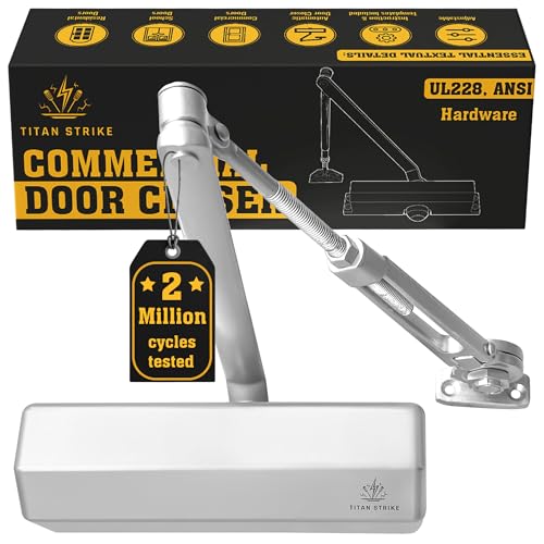 Image of TS8000 Commercial Door Closer, Hold-Open Arm (Silver) | Heavy-duty; ANSI Grade 1, UL Certified, ADA Compliant; 44-330 lb / 30-60 in; spring 1-6; 2M-cycle tested; indoor /outdoor
