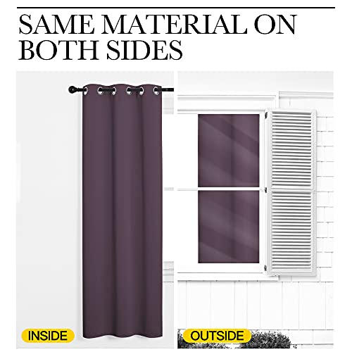 Image of NICETOWN Small Blackout Curtains, Triple Weave Home Decoration Room Darkening Solid Grommet Top Blackout Curtains /Drapes for Bedroom Dining Room(Set of 2, 42 x 63 Inch, Plum)