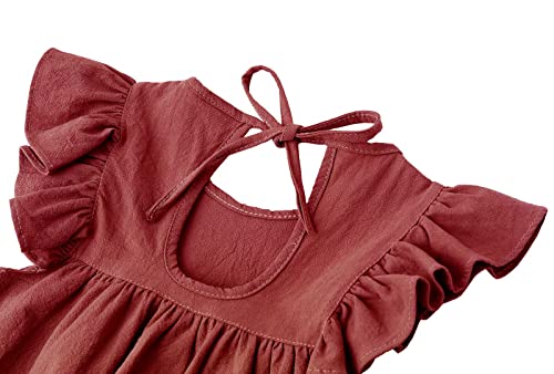 Dutebare Toddler Baby Girl Dress Cotton Linen Ruffle Halter Sleeveless Dresses Kids Summer Sundress4