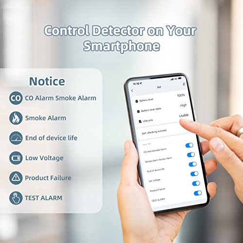 Siterwell 2.4G Wifi Smoke Detector Carbon Monoxide Detector Combo, 2 In 1 Smart Fire And Co Alarm Detector, Voice Alert, Replaceable Battery, Auto-Check, Conforms To Ul 217 & Ul 2034 Standards, 2 Pack #TOP2