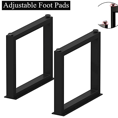 Image of HOMEKAYT Metal Coffee Table Legs 16''Hight 11'' Wide, Metal Bench Legs Desk Legs Multiple Uses for Bench,Side Table (Rectangle Shape, 2pcs)-Black