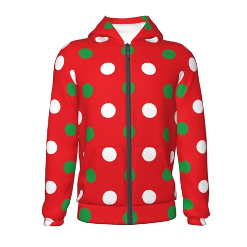 White and Green Polka Dot Kid Hoodies Boys Zip Up Sweatshirts Girls Pullover with Pocket2